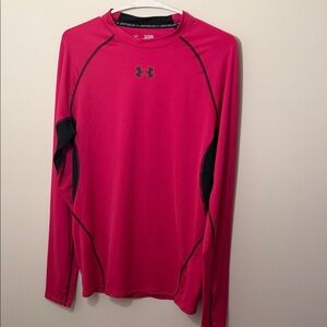 Under Armour Hot Pink Long Sleeve Performance Shirt with Black Accents